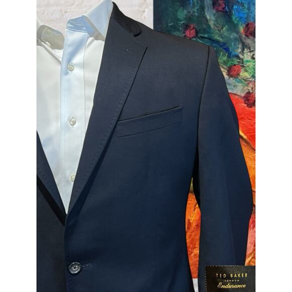 Ted Baker Mens 42L Dark Ink Navy Blue Casual Blazer Sport Coat Jacket - Picture 4 of 15